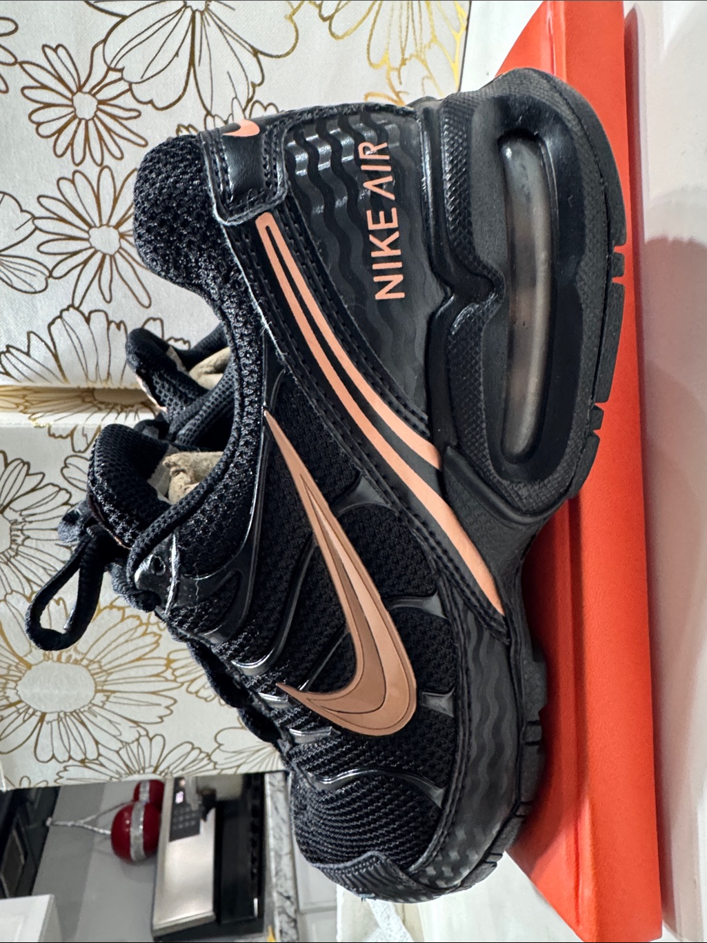 Nike Black And Rose Gold Air Running Sneaker